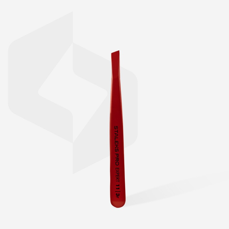 STALEKS PRO EXPERT pinceta za obrve (široka ukošena), crvena TE-11/3R 