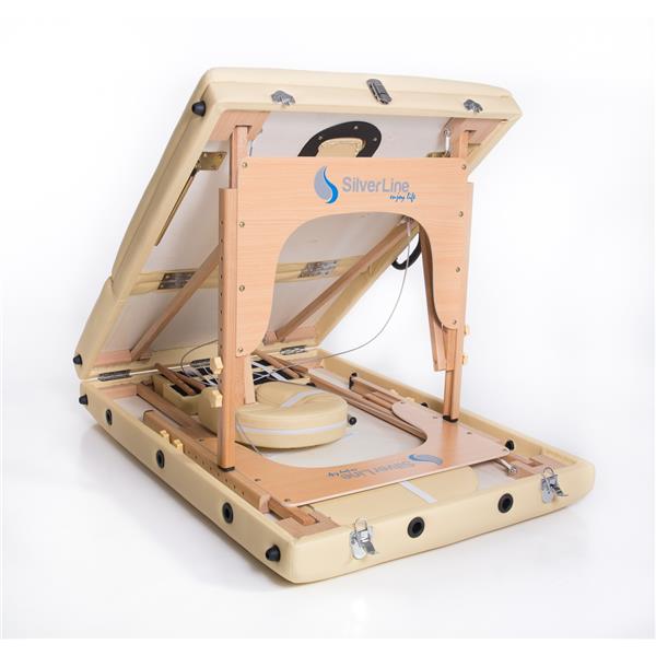 AURORA összecsukható, hordozható masszázságy - forgatható székkel
