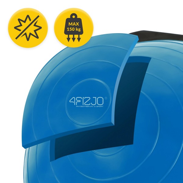 Ravnotežna polulopta s užadima 60cm - plava FIZJO